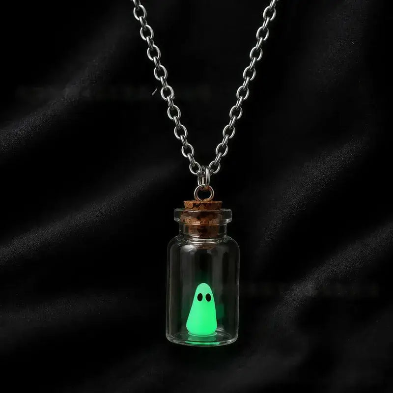 Glow in the Dark Ghost Necklace Halloween Pendant
