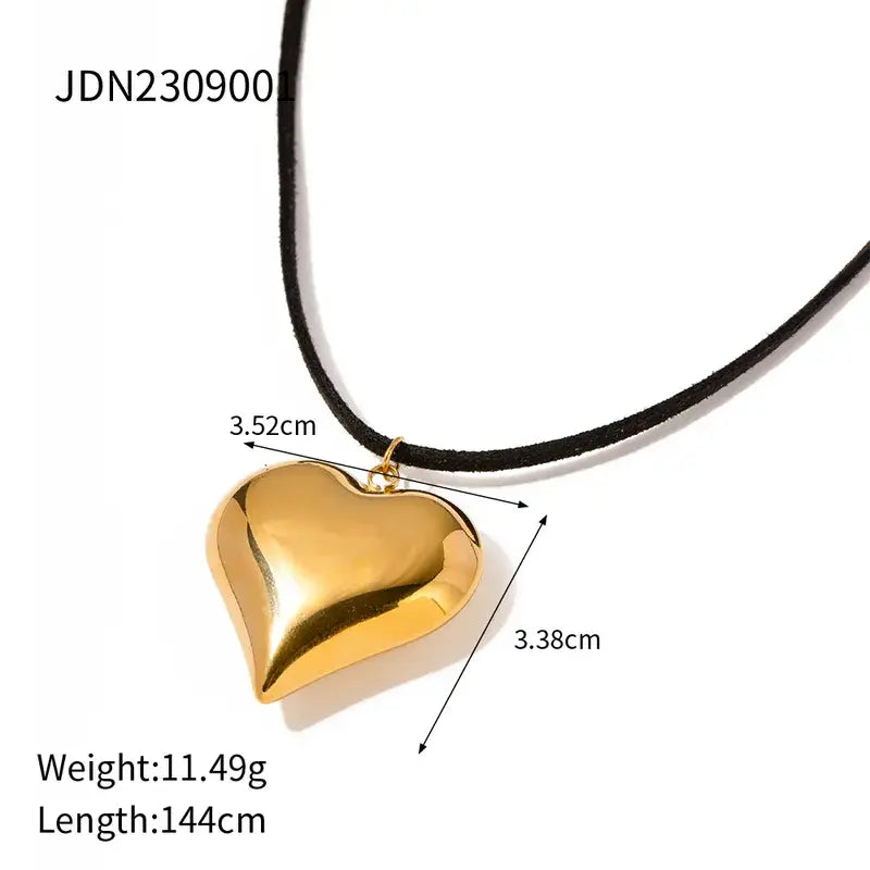 Gold Plated Pendant Black Rope Jewelry
