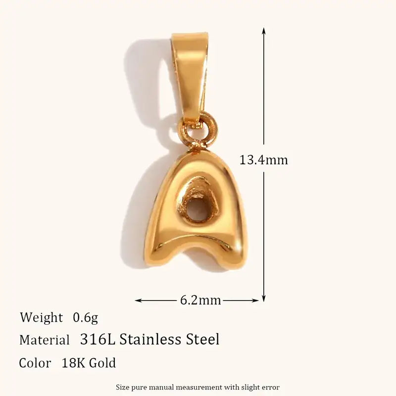 Initial Letter 18K Gold Plated Stainless Steel Charms