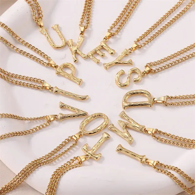 Large Rope Initial Letter Necklace in Silver/Gold Necklace