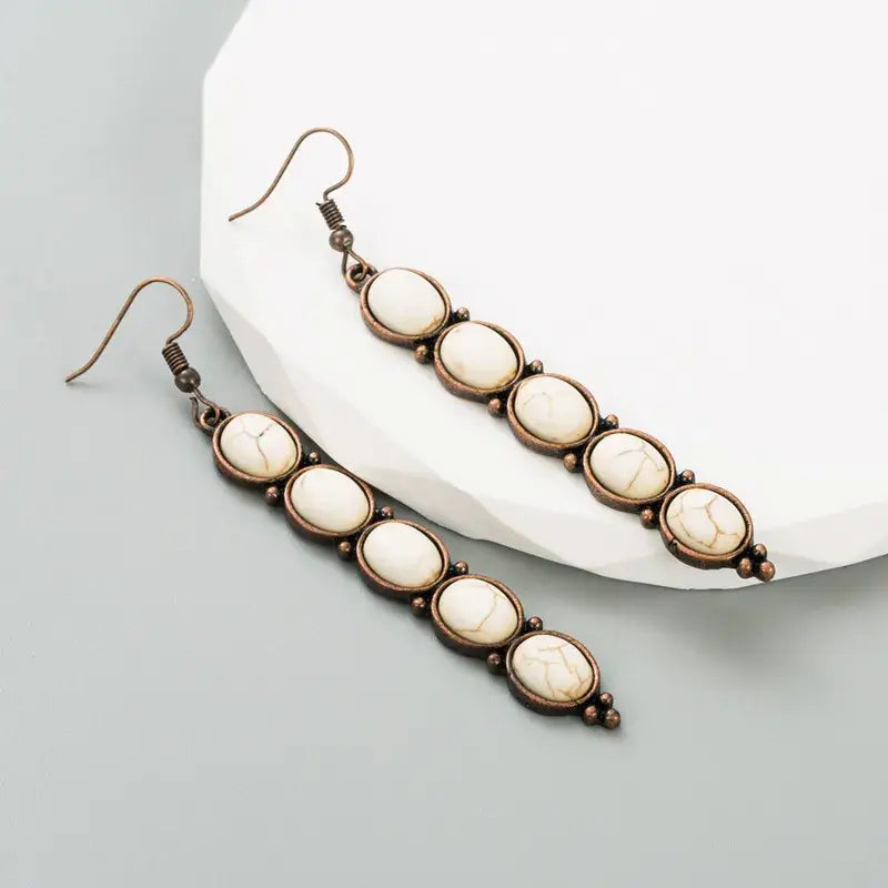 Drop Western Turquoise Color Earrings in Teal or White
