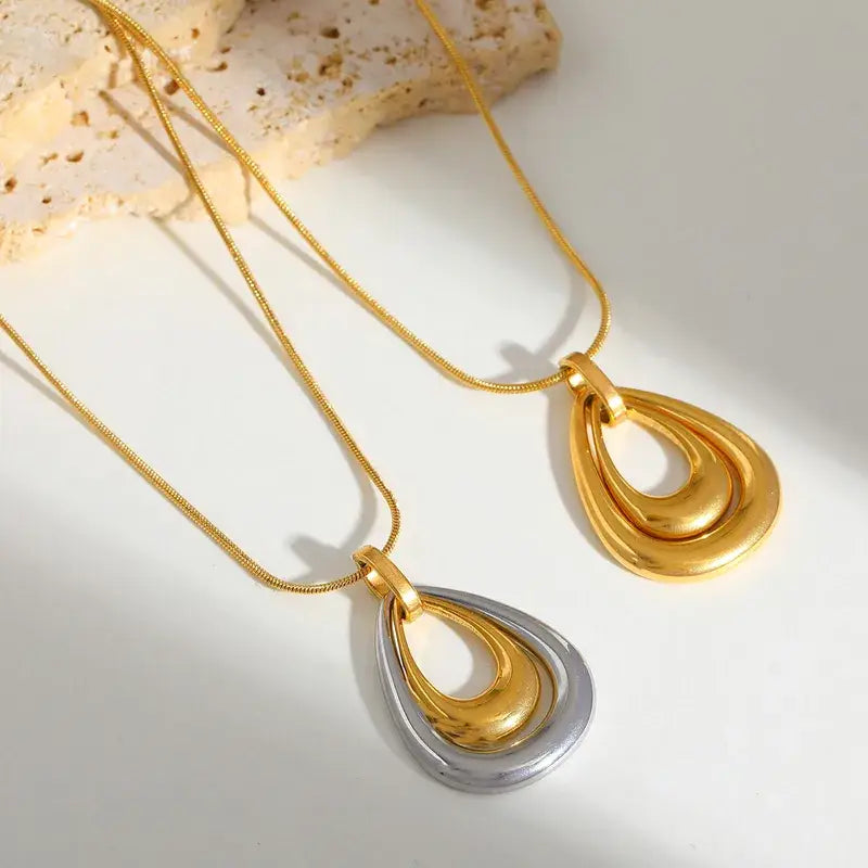 Tear Drop Necklace in Gold and Gold/Silver Jewelry Pendant
