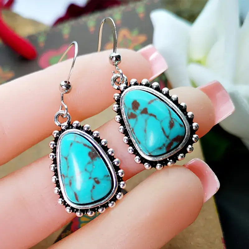 Silver Plated Turquoise Drop Earrings Jewelry