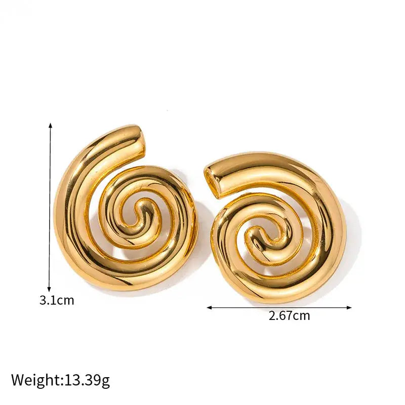 Swirl Spiral Earrings in Silver or Gold
