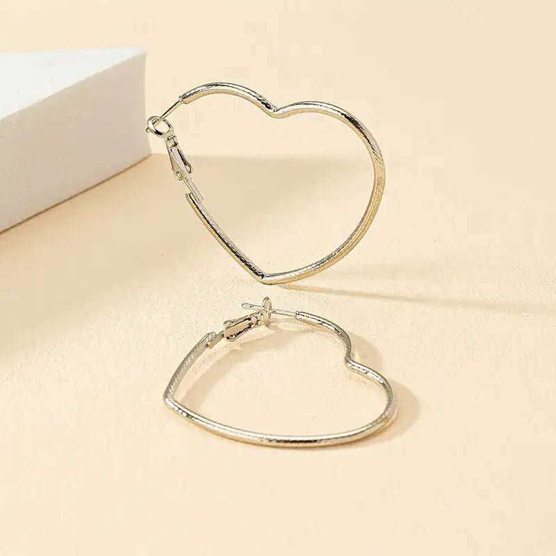 Silver Heart Hoop Earrings