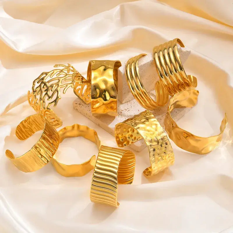 Chunky Gold Bangle Cuff Bracelet