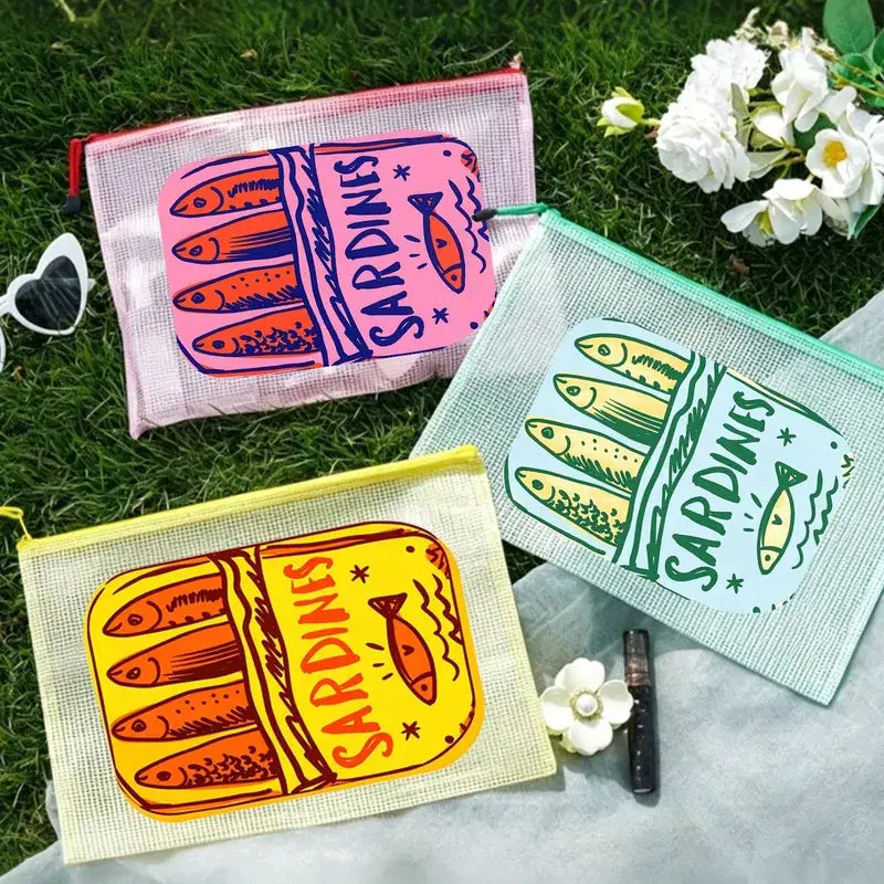 Colorful Sardine Print PVC Cosmetic Bag