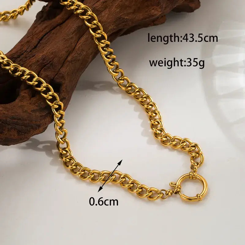 18K Gold Plated Stainless Steel Charm Necklace Jewelry
