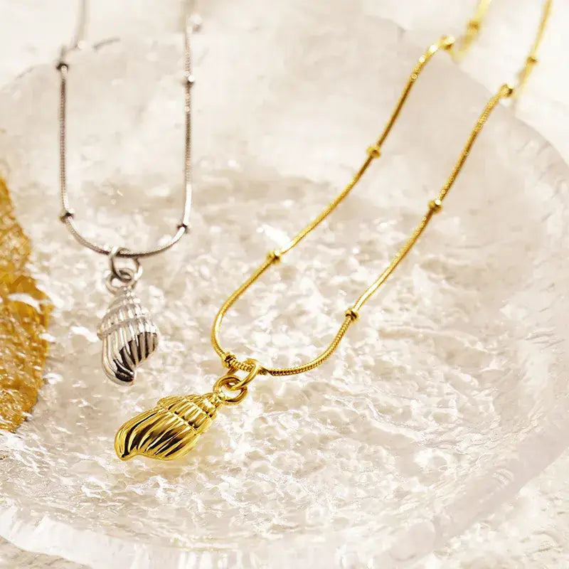 Beach Shell Pendant Necklace in Silver or Gold Jewelry