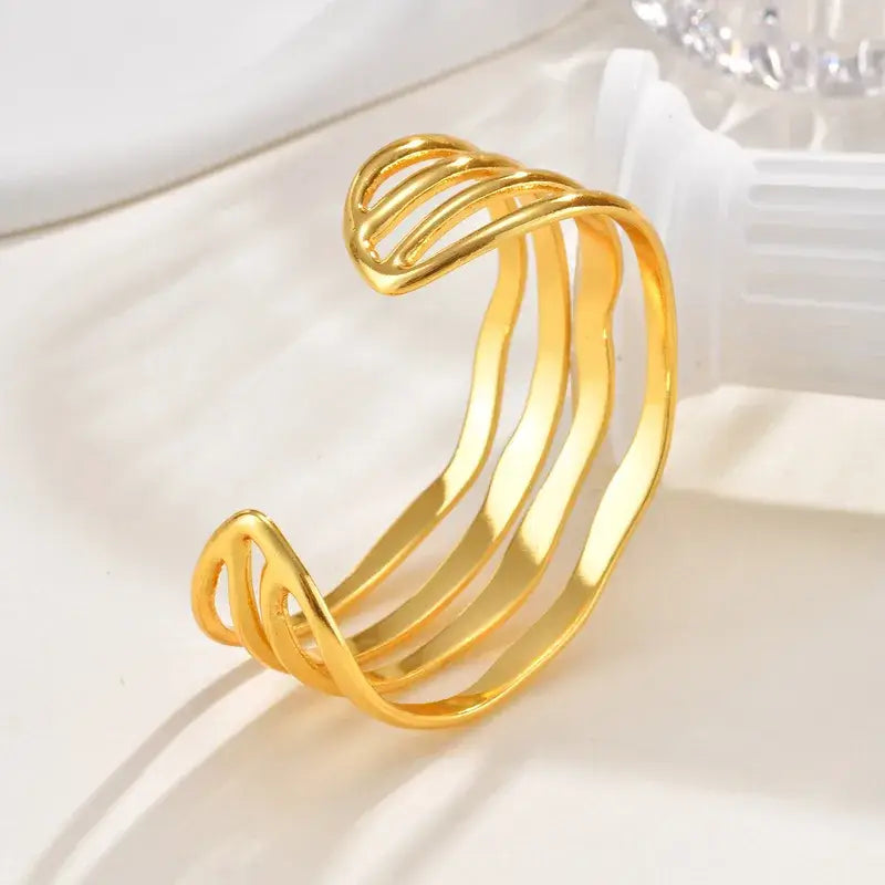 Three Layer Gold Bangle Bracelet – Stainless Steel