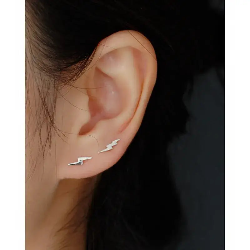 Lightning Stud Earrings, Sterling Silver