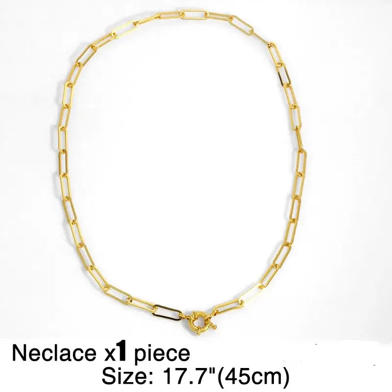 Gold Initial Pendant Necklace – Paperclip Chain Jewelry