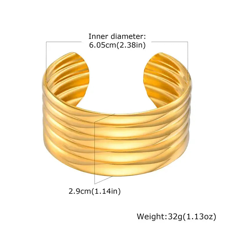 Chunky Gold Bangle Cuff Bracelet