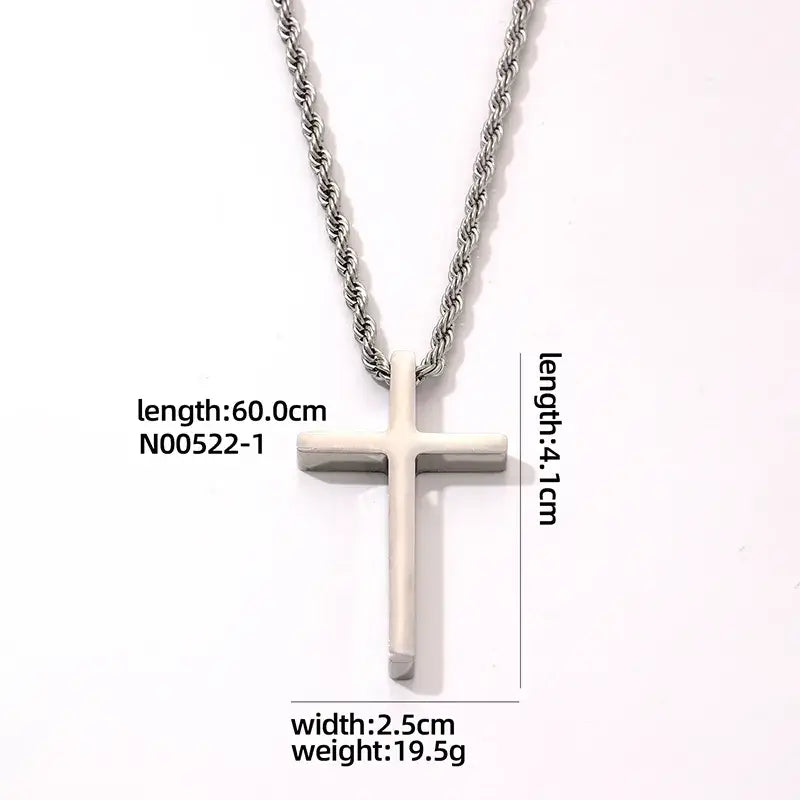 Mens Stainless Steel Cross Necklace Silver or Gold
