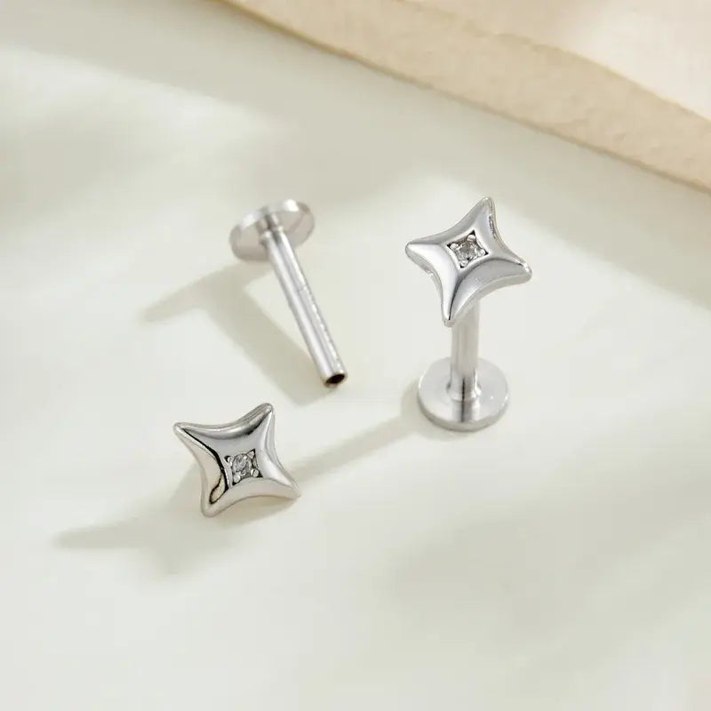 18K Gold Plated 925 Sterling Silver Zircon Stud Earrings