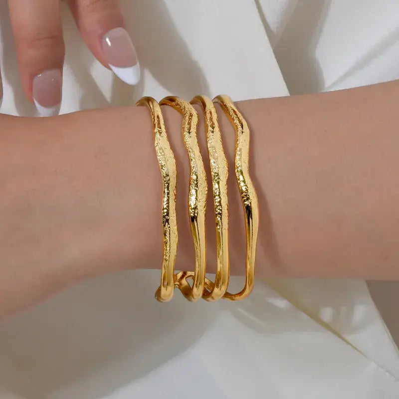 Three Layer Gold Bangle Bracelet – Stainless Steel