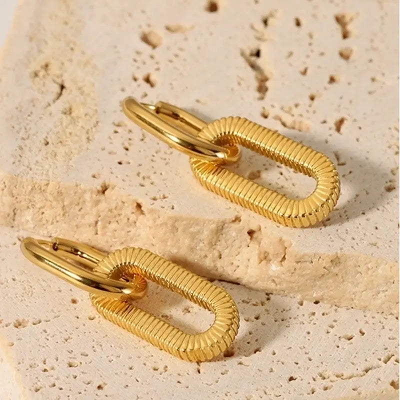 Oval Gold Hoop Earrings – Stainless Steel Drop Earrings