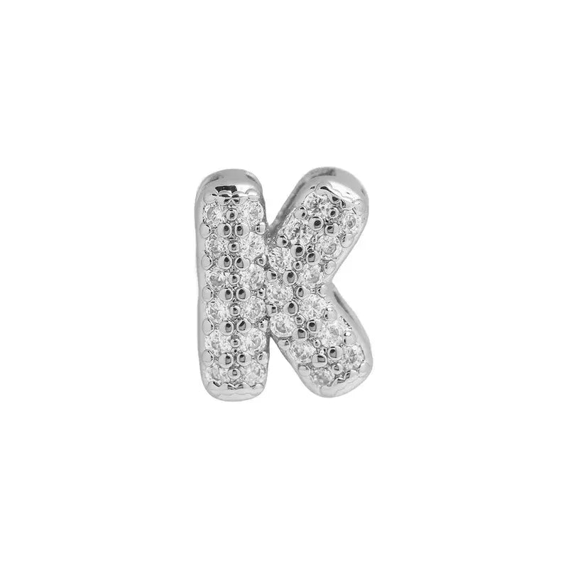 Rhinestone Mini Initial Letter Charms in Silver or Gold