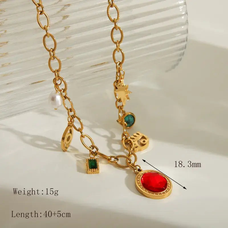 18K Gold Plated Heart Charm Necklace Jewelry