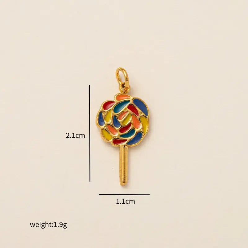 Lollipop Charm Candy for Charm Bar Gold Plated Stainless