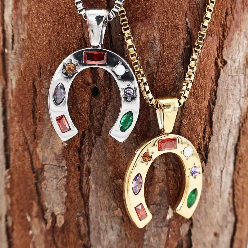 18K Gold Plated Horseshoe Pendant Necklace – Stainless Steel