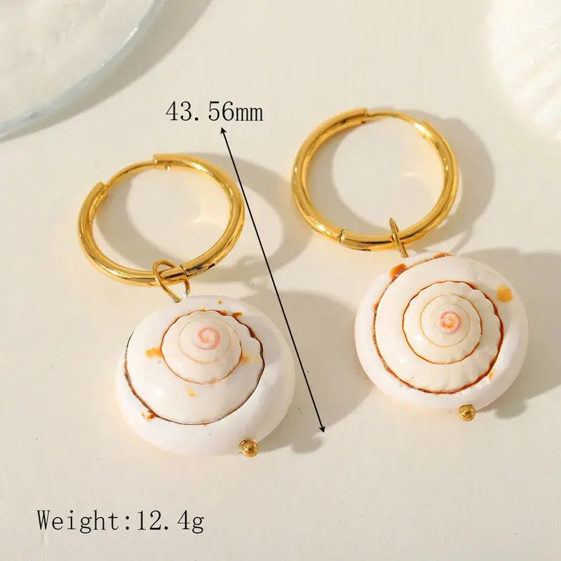 Conch Shell 18K Gold Plated Drop Earrings