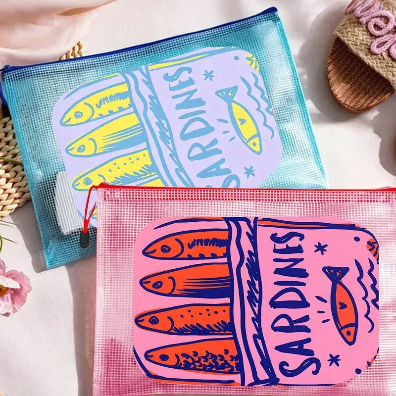 Colorful Sardine Print PVC Cosmetic Bag