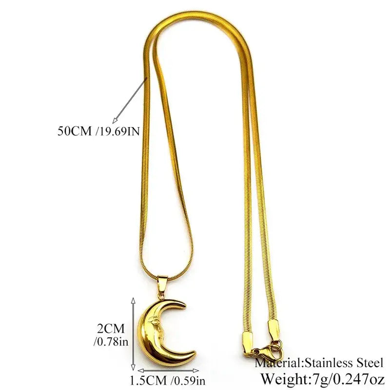 Moon Necklace – Gold Stainless Steel
