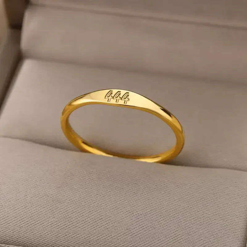 18K Gold Angel Number Ring Simple – Stainless Steel