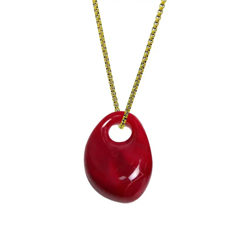 Women’s Statement Pendant Necklace – Colorful Acrylic Stone