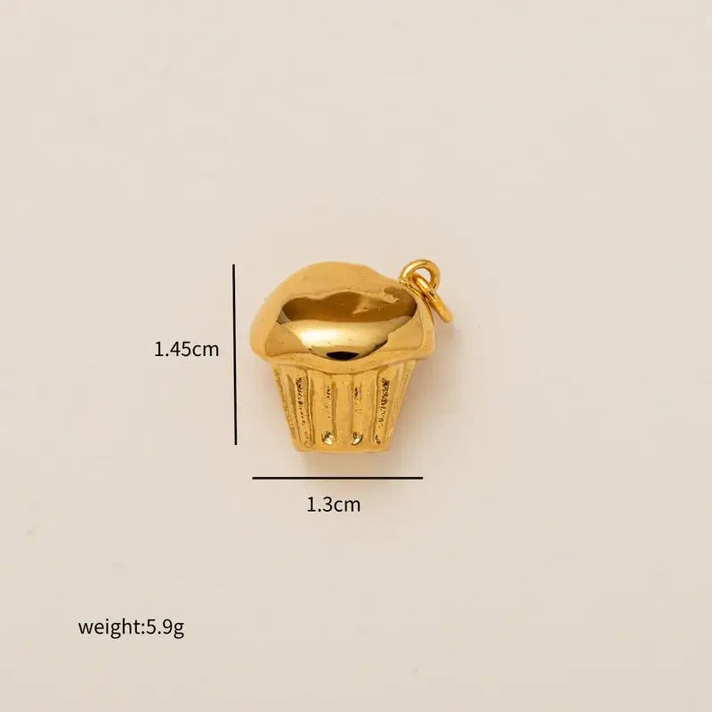 Cupcake Charm Gold Plated Stainless Steel Charm Bar