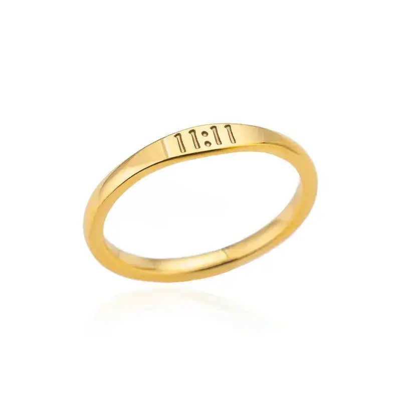 18K Gold Angel Number Ring Simple – Stainless Steel