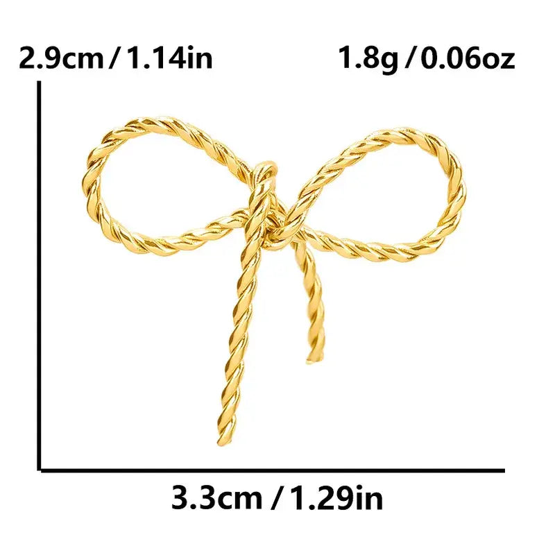 Bow Charm Stainless Steel Rope Bow in Silver or Gold