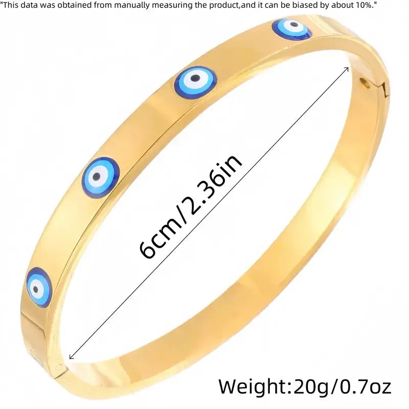 Evil Eye Gold Plated Stainless Steel Cuff Bracelet Jewelry