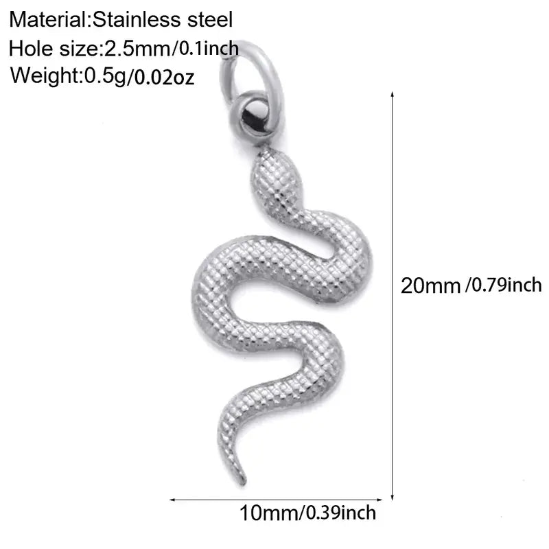 Snake Charm Stainless Steel in Silver or Gold Charm Bar