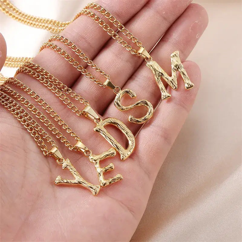 Large Rope Initial Letter Necklace in Silver/Gold Necklace