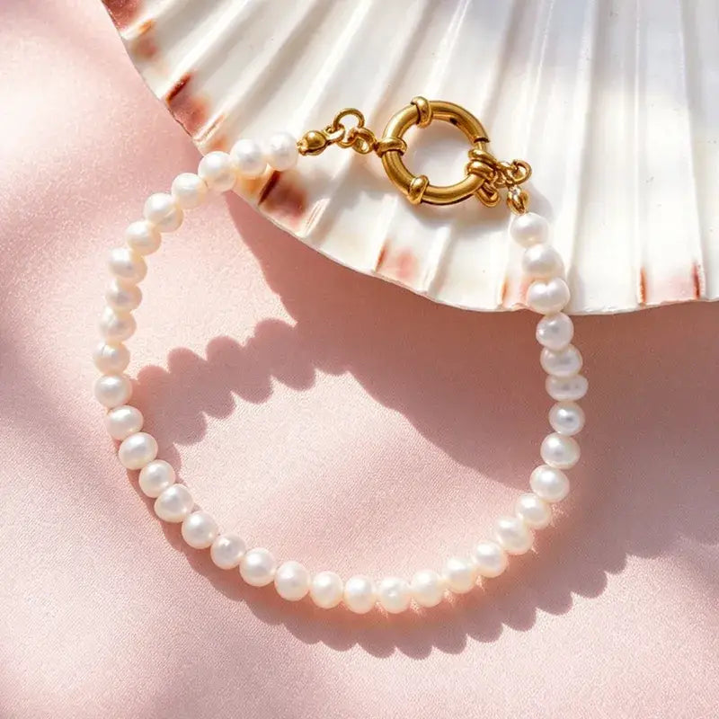 Freshwater Pearl Bracelet – 14K Gold Plated Clasp
