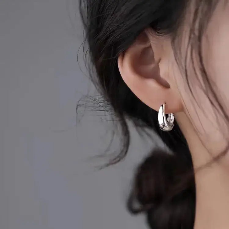 Simple Sterling Silver Small Round Hoop Earrings