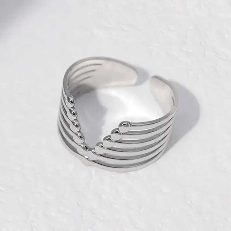 Retro Stripe Stainless Steel Open Ring Jewelry