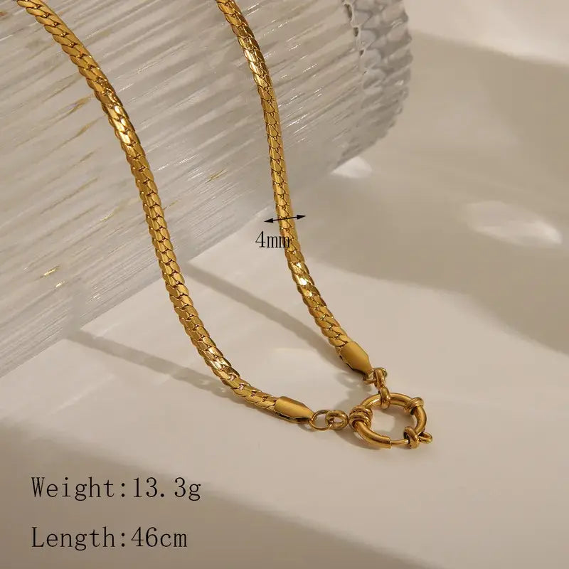 18K Gold Plated Stainless Steel Charm Necklace Jewelry