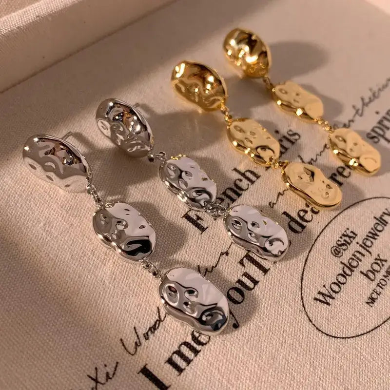 18K Plated Stainless Steel Drop Earrings in Silver or Gold