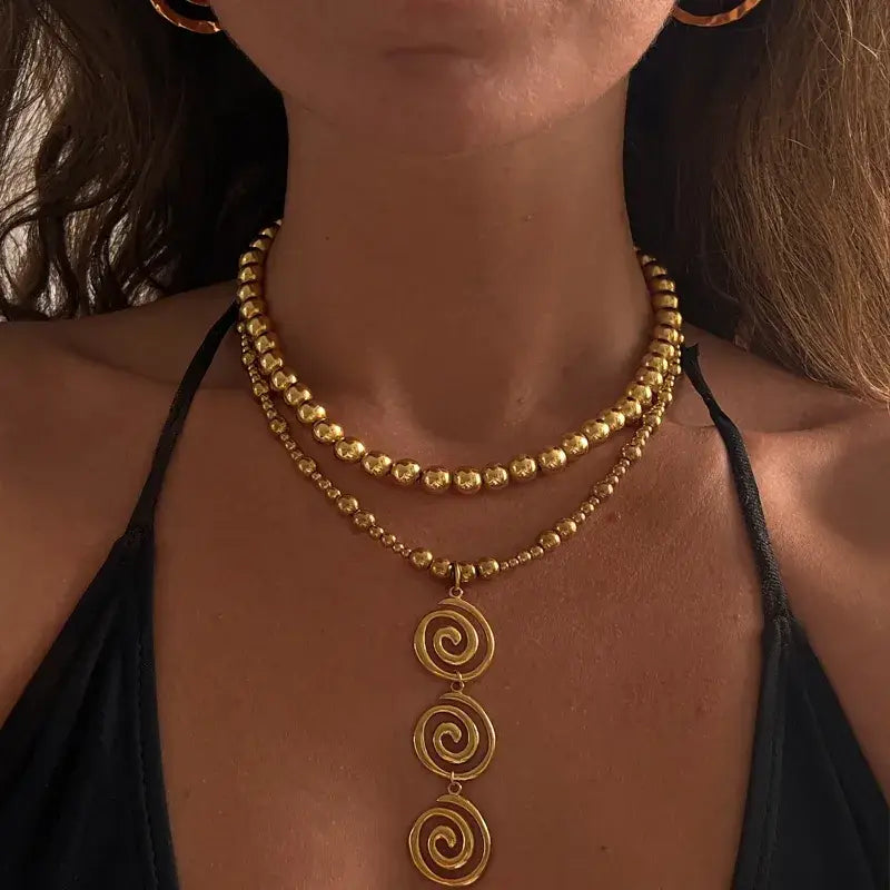 Spiral Drop Pendant Necklace – Gold or Silver