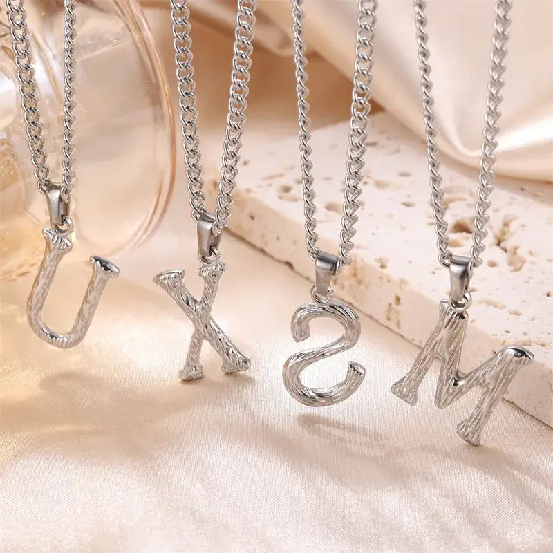 Large Rope Initial Letter Necklace in Silver/Gold Necklace