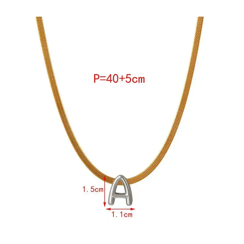 Initial Necklace Snake Chain with Initial Pendant Jewelry