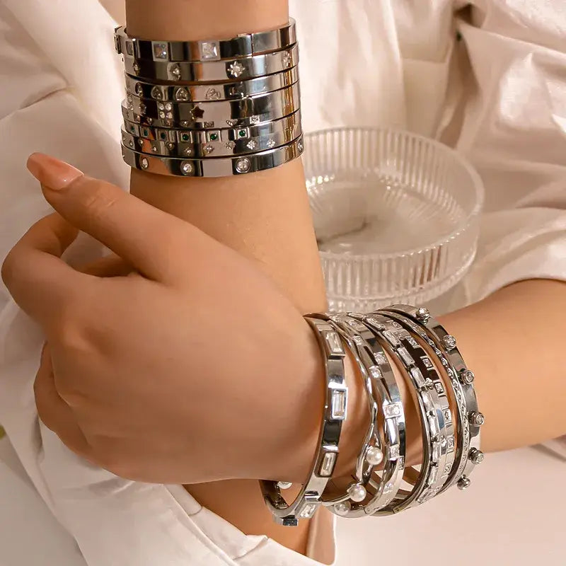 Silver Bangle Bracelets Stainless Steel Bracelet Silver