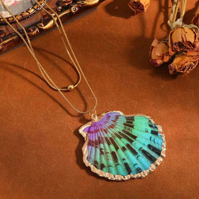 Shell Pendant Necklace with Snake Chain – Gold or Silver