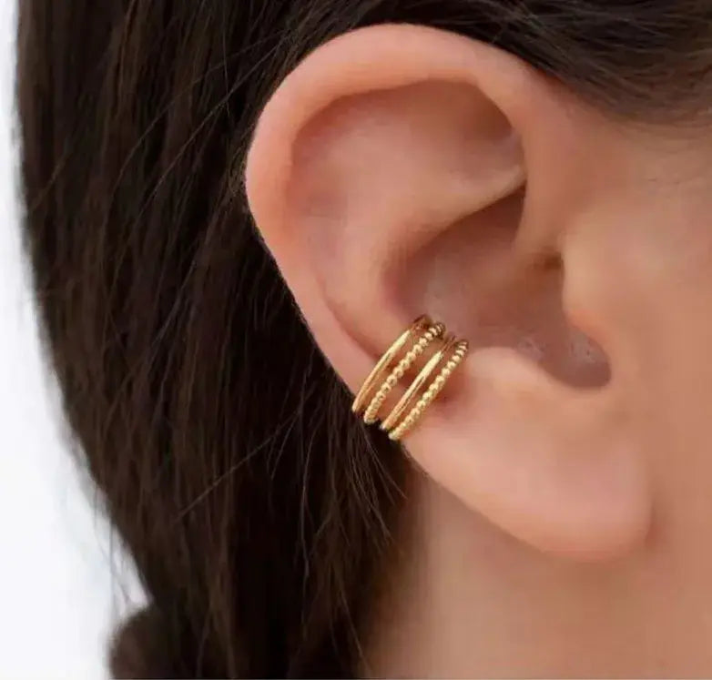 18K Gold Plated Stainless Steel Cuff Wrap Earring Jewelry