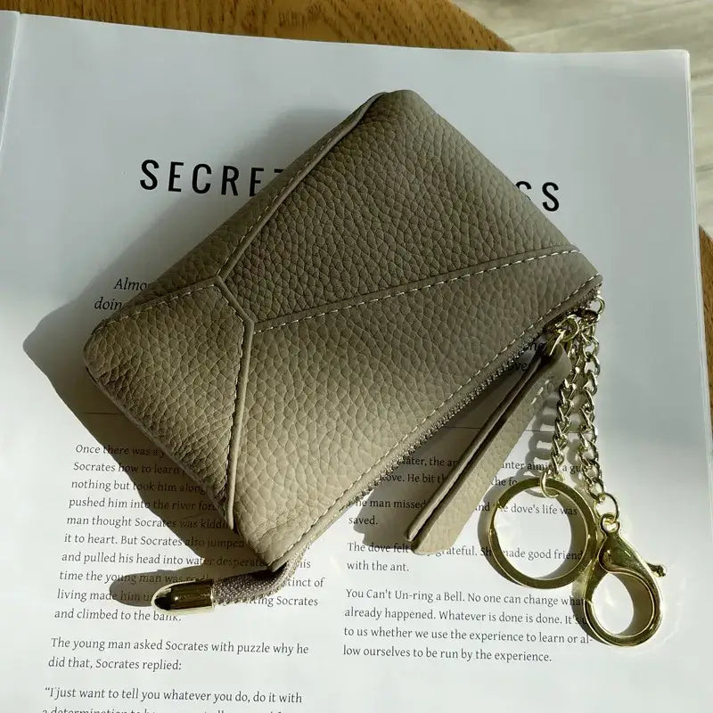 Genuine Leather Coin Purse Wallet with Keychain