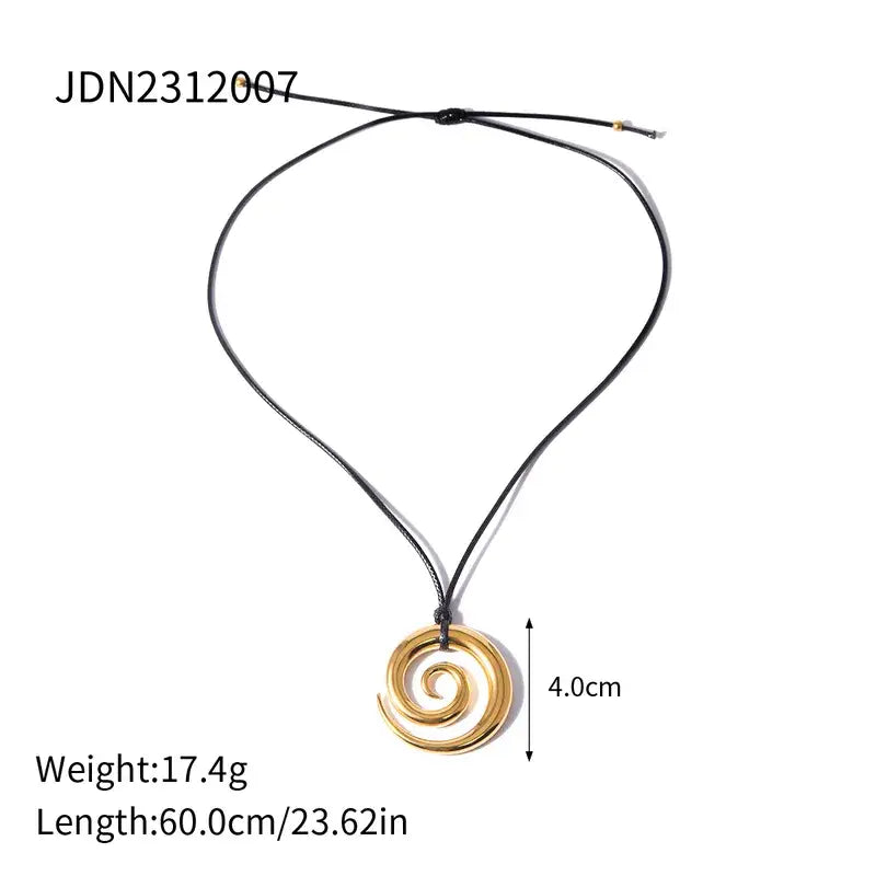 Gold Plated Pendant Black Rope Jewelry