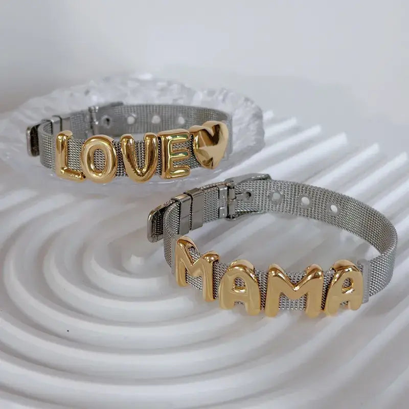Gold Plated Bubble Letter Bracelet Jewelry